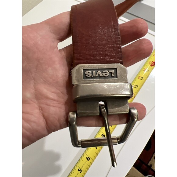 Levis Reversible Belt Brown Leather 1.5" Wide Nickle Buckle Size 36 - Picture 11 of 16